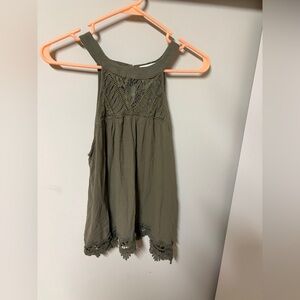 Taylor & Sage Olive Green Bohemia Tank Top with Lace Junior Medium